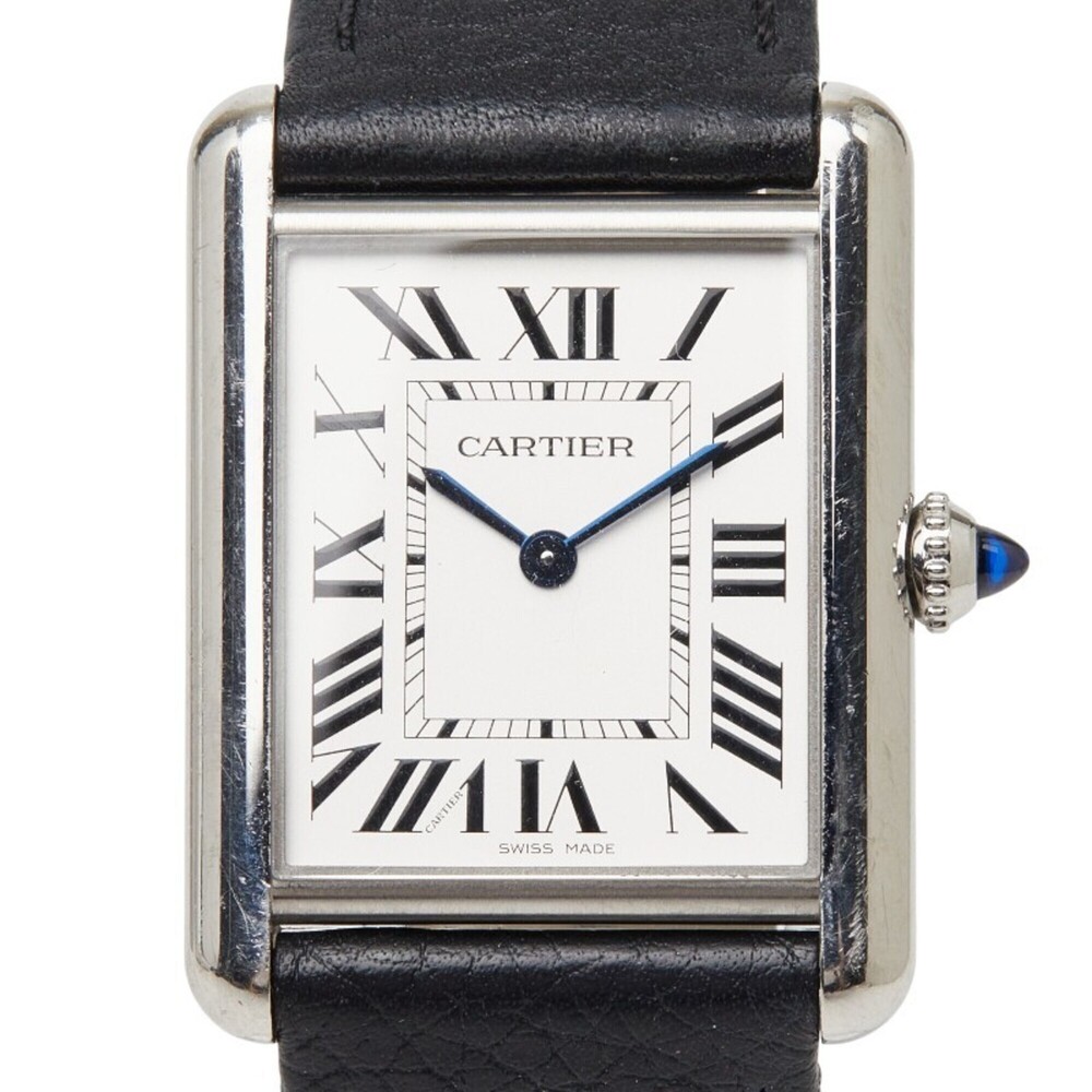 Cartier Tank Must LM WSTA0041 Quartz Watch, White Dial, Stainless Steel Strap...